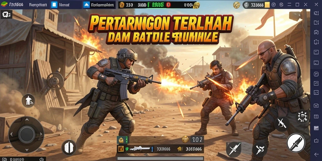 Tampilan aksi seru dari gameplay Battle Royale 333666.