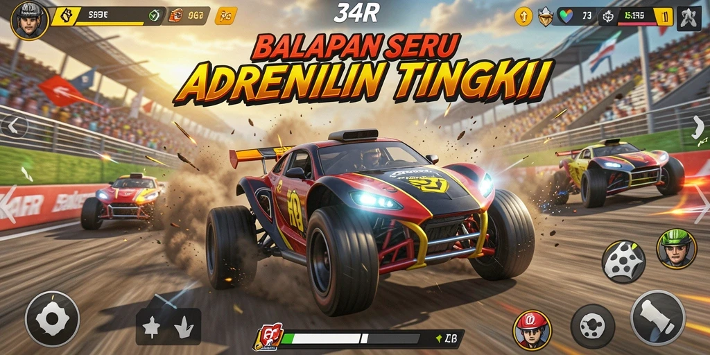 Tampilan gameplay <strong>34R</strong> yang seru dengan balapan mendebarkan.