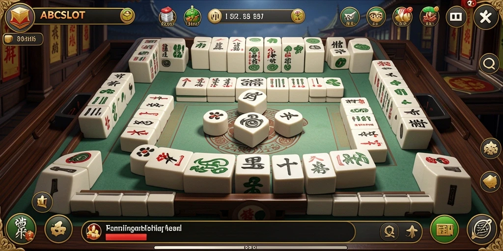 Gambar gameplay ABCSLOT dengan ubin Mahjong penuh warna.