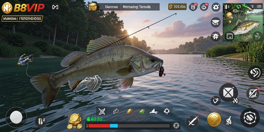 Screenshot gameplay B8VIP yang menunjukkan keseruan memancing.