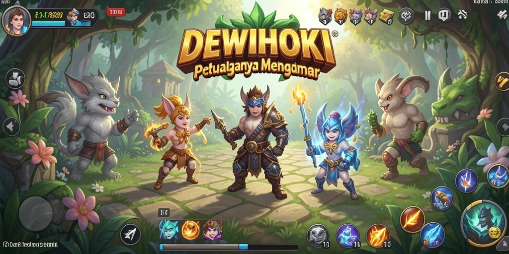 Tampilan gameplay DEWIHOKI yang epik dan penuh aksi.