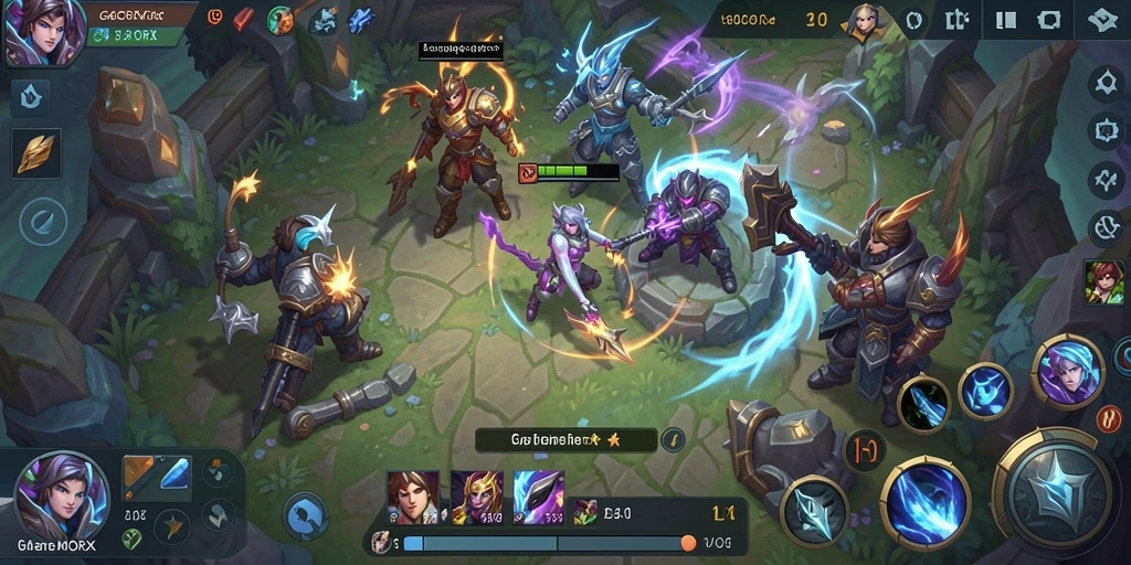 Gameplay seru GACORX dalam aksi pertempuran MOBA.