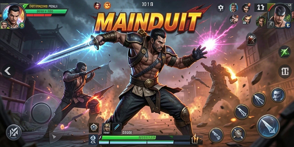 Screenshot gameplay MAINDUIT menunjukkan aksi pertempuran yang mendebarkan.