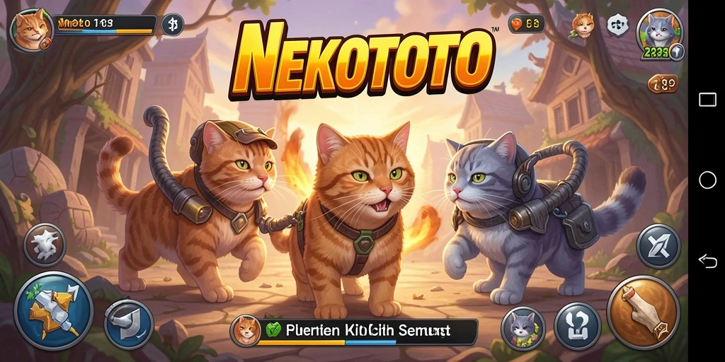 Tampilan seru gameplay fighting di NEKOTOTO