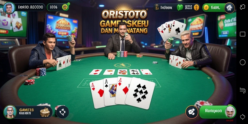 Screenshot ORISTOTO menampilkan gameplay Poker yang menarik dan dinamis.