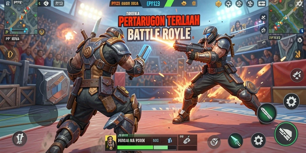 Tampilan aksi seru di arena pertarungan PP123.