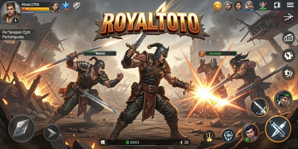 Tampilan gameplay seru ROYALTOTO dalam pertempuran Battle Royale.