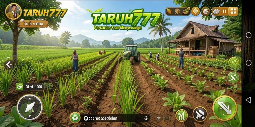 Tangkapan layar menunjukkan gameplay pertanian yang dinamis dan interaktif.